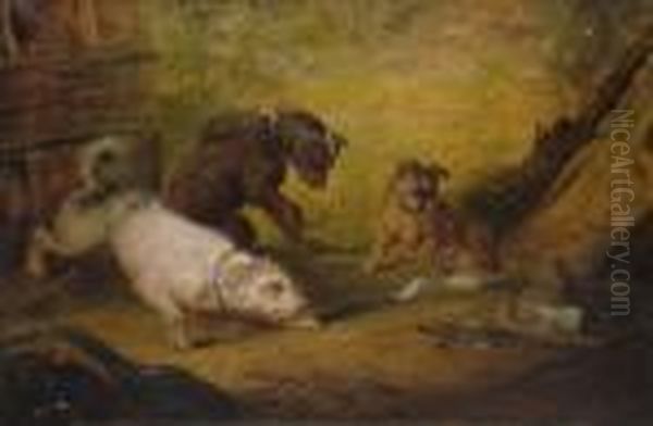 Rat Catchers Oil Painting by Sir Edwin Henry Landseer