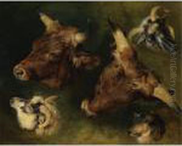 Studies Of Cattle And Sheep Oil Painting by Sir Edwin Henry Landseer