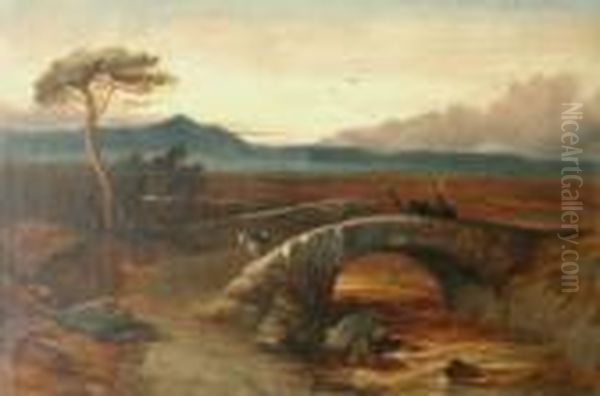 Ghillie And Hounds Returning, Crossing A Bridge Oil Painting by Sir Edwin Henry Landseer