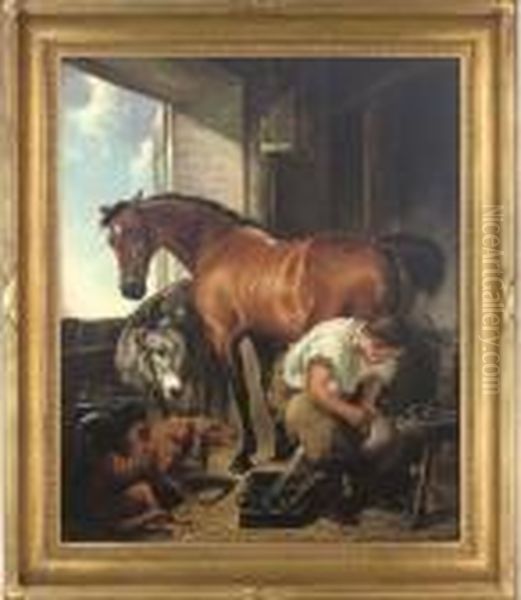 Shoeing Oil Painting by Sir Edwin Henry Landseer