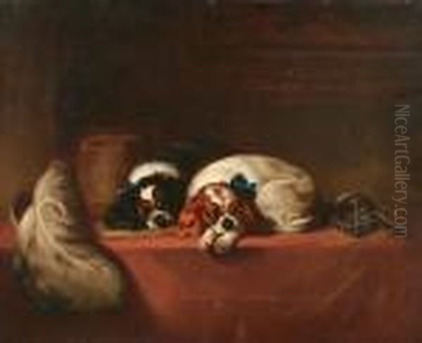 Two Cavalier King Charles Spaniels Oil Painting by Sir Edwin Henry Landseer