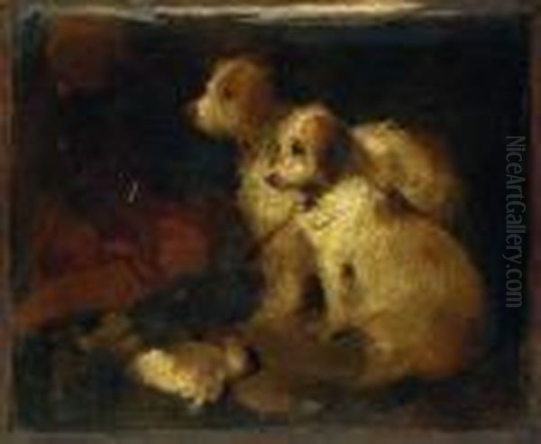 Study Of Two Dogs Oil Painting by Sir Edwin Henry Landseer