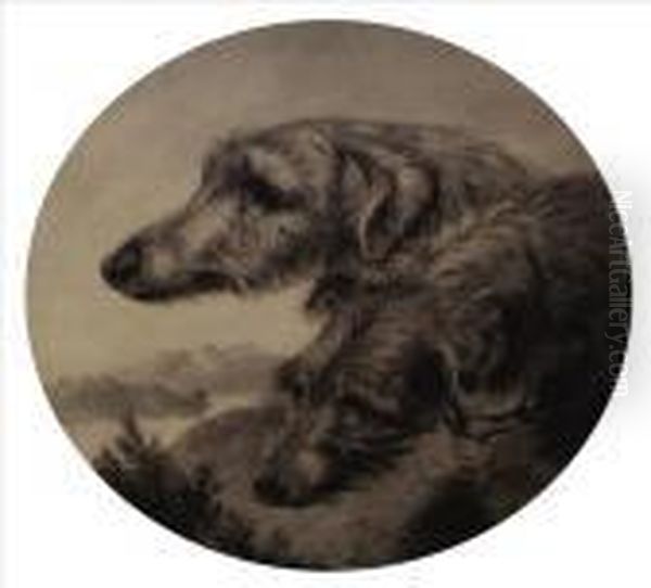 Twowolfhounds Oil Painting by Sir Edwin Henry Landseer