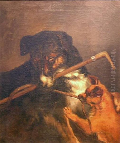 Tug Of War Oil Painting by Sir Edwin Henry Landseer