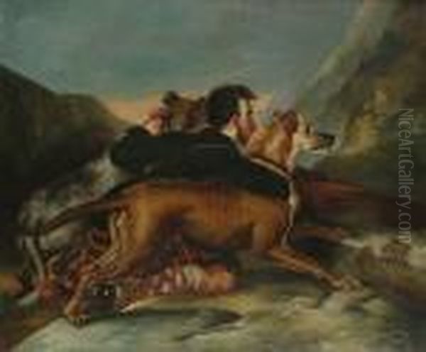 Holding Them Back Oil Painting by Sir Edwin Henry Landseer
