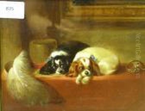 Two Cavalier King Charles Spaniels Oil Painting by Sir Edwin Henry Landseer