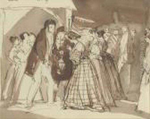 Edward Ellice Greeting The 
Duchess Of Bedford At A Reception Atglen Feshie, Inverness-shire Oil Painting by Sir Edwin Henry Landseer
