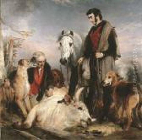 'scene In Chillingham Park: Portrait Of Lord Ossulston', Or 'death Of The Wild Bull' Oil Painting by Sir Edwin Henry Landseer