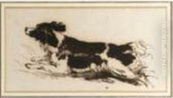 Running Spaniel Oil Painting by Sir Edwin Henry Landseer