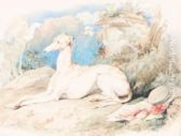 A Greyhound In An Arcadian Landscape Oil Painting by Sir Edwin Henry Landseer