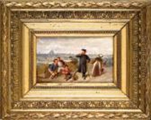 Scene De Genre Au Petit Cireur De Bottes Oil Painting by Francois Louis Lanfant de Metz