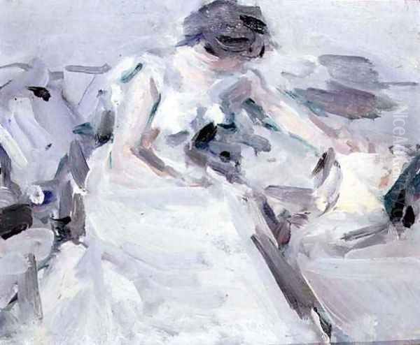 Lady in a White Dress Oil Painting by Samuel John Peploe