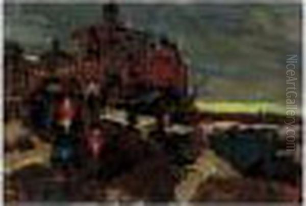 Taking Home The Light At Easter,
 Signed In Latin, Oil On Board, 19 By 26.5 Cm., 7 1/4 By 10 1/2 In Oil Painting by Georges Lapchine