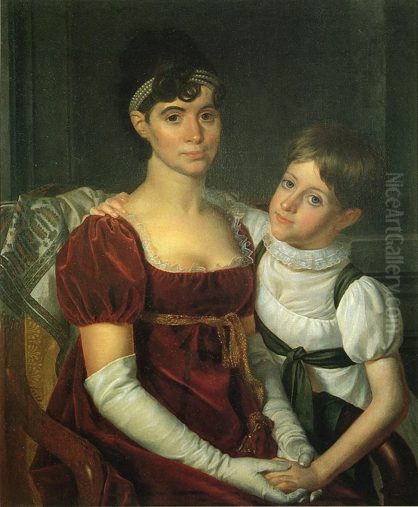 Alida Livingston Armstrong and Daughter Oil Painting by Rembrandt Peale