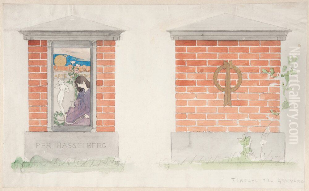 Forslag Till Gravvard Over Per Hasselberg Oil Painting by Carl Larsson