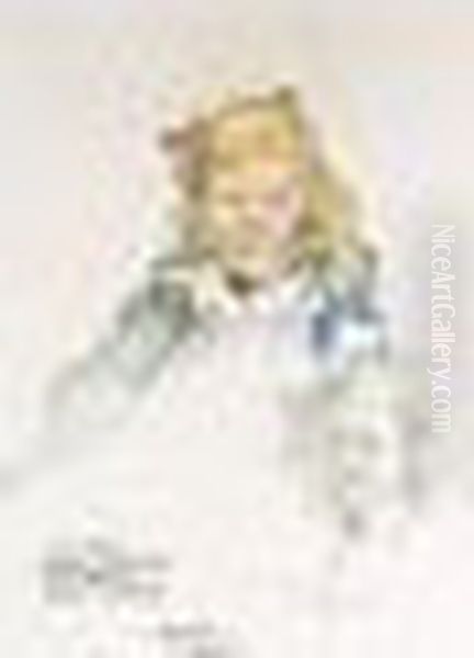 Portratt Av August Strindbergs 
Dotter Anne-marie (portrait Of August Strindberg's Daughter Anne-marie) Oil Painting by Carl Larsson