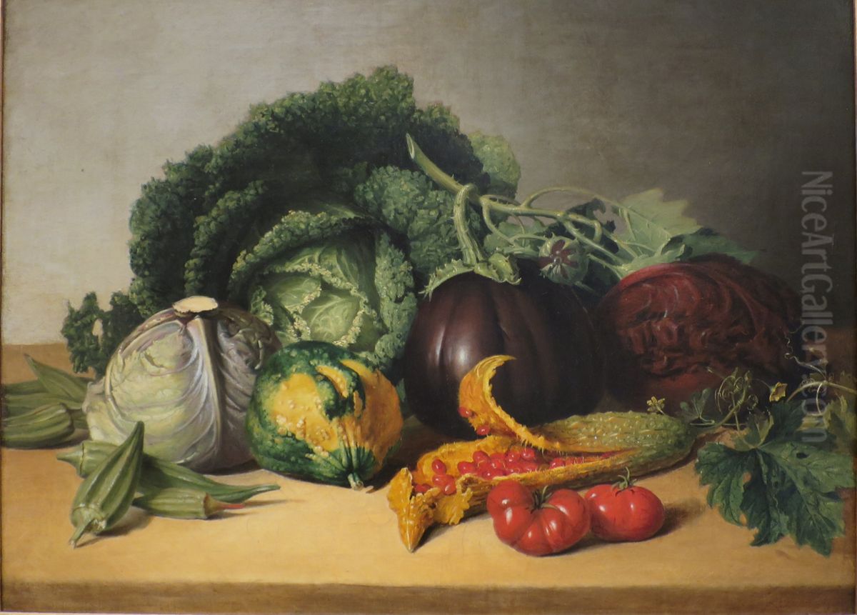 Still Life: Balsam Apples and Vegetables Oil Painting by James Peale