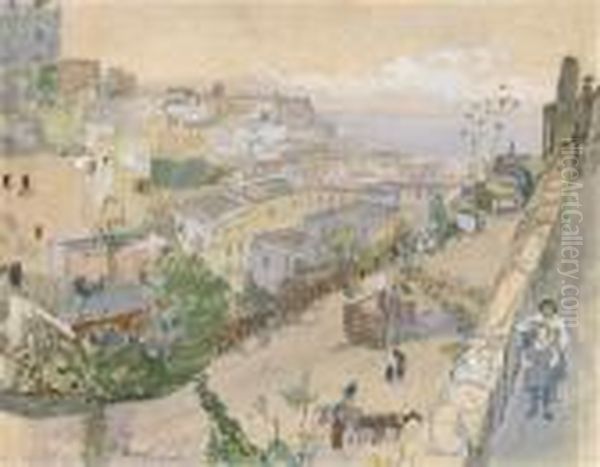 Naples, 
Via Tasso Oil Painting by Oskar Laske