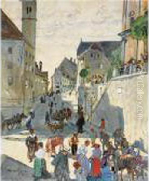 Kirchen Gasse, Steyr Oil Painting by Oskar Laske