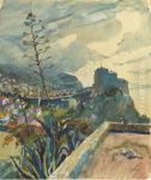 Die Agave Rogusa: A View On Dubrovnik Oil Painting by Oskar Laske