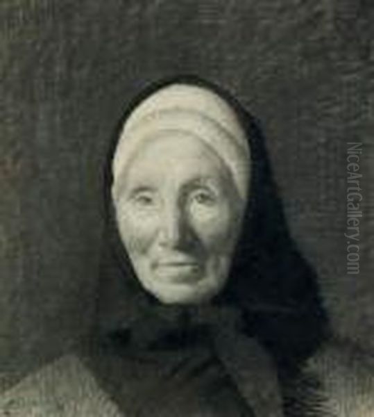 La Mere De L'artiste
 Dessin Au Fusin Rehausse De Blanc Oil Painting by Achille Lauge