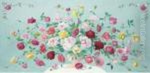 Vase De Fleurs Oil Painting by Achille Lauge