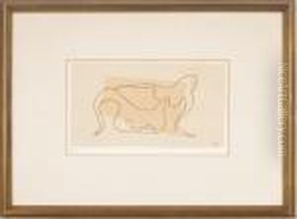 Femme Etendue; And A Japanese Watercolor On Silk By An Unknownhand Oil Painting by Henri Laurens