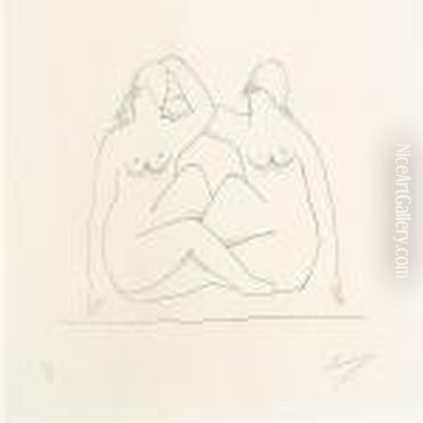 Deux Femmes Nu Oil Painting by Henri Laurens