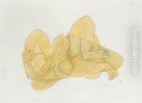 Femme Endormie, 1949, Monogrammiert Hl, Aquarell, Bleistift Oil Painting by Henri Laurens