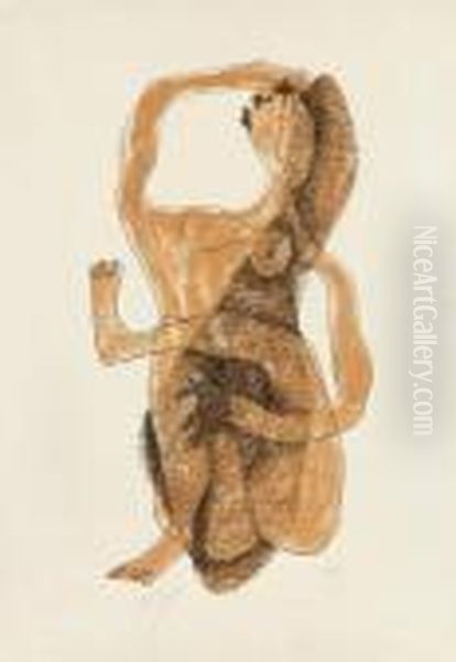 Femme Assise A La Jambe Levee. Vers 1950. Oil Painting by Henri Laurens