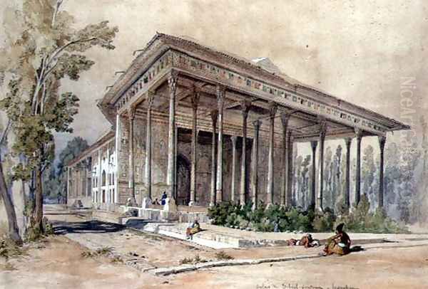 The Palace of Tcheel-Soutoun, Hispahan Oil Painting by Amadeo Preziosi