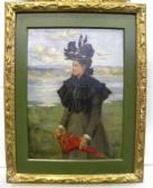 The Red Parasol, Canvas Oil Painting by John Lavery