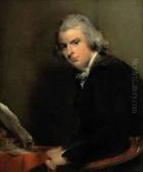 Portrait Of Samuel Rose 
(1767-1804), In A Black Coat And Whitestock, Seated At A Red Draped 
Table, With Books And A Stackpapers Oil Painting by Sir Thomas Lawrence