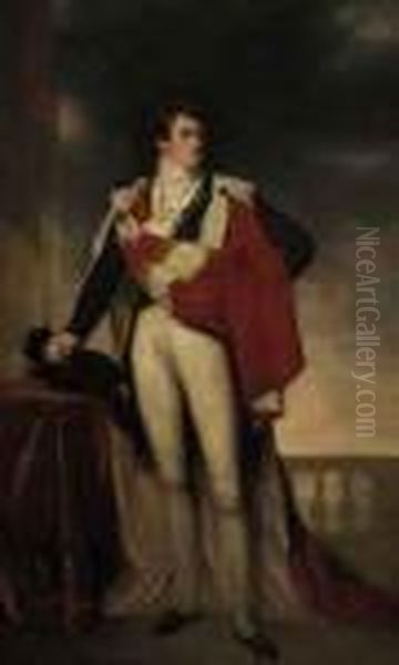 Portrait Of Charles Gardiner, 
1st Earl Of Blessington (1782-1829),full-length, In Coronation Robes, By
 A Draped Table Andbalustrade Oil Painting by Sir Thomas Lawrence