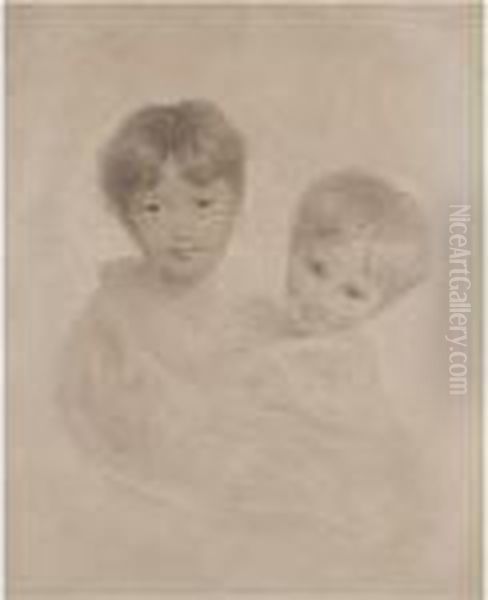 Portrait Sketch Of Two Boys, 
Possibly George, 3rd Marquesstownshend (1778-1855) And His Younger 
Brother Charles(1785-1853) Oil Painting by Sir Thomas Lawrence