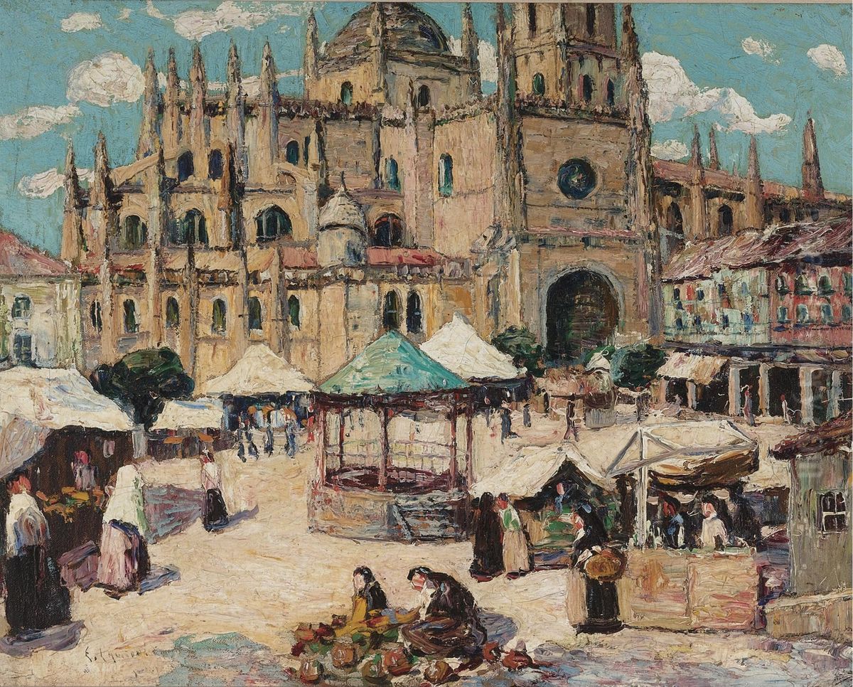 Market Square, Segovia, Spain Oil Painting by Ernest Lawson