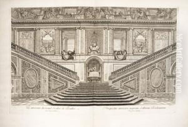 Grand Escalier Du Chateau De 
Versailles , Escalier Des Ambassadeurs Ordene Et Peint Par Charles Le 
Brun Premier Peintre De Roy, Consacre A La Memorie De Louis Le Grand Oil Painting by Charles Lebrun