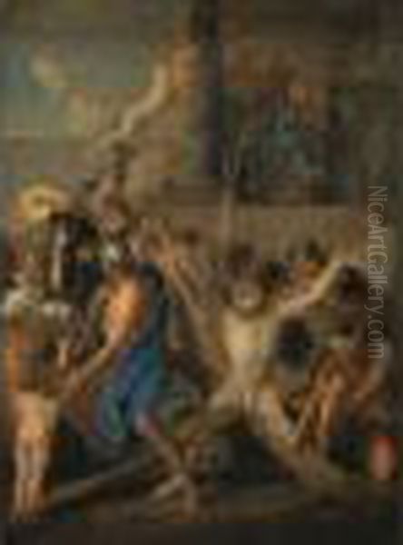 Le Crucifiement De Saint Andre Oil Painting by Charles Lebrun