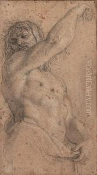 A Term, Half-length, Raising His Arm Oil Painting by Charles Lebrun