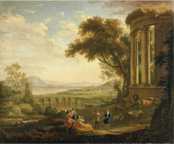 Paesaggio Con Satiro E Ninfa Oil Painting by Claude Lorrain (Claude Gellee)