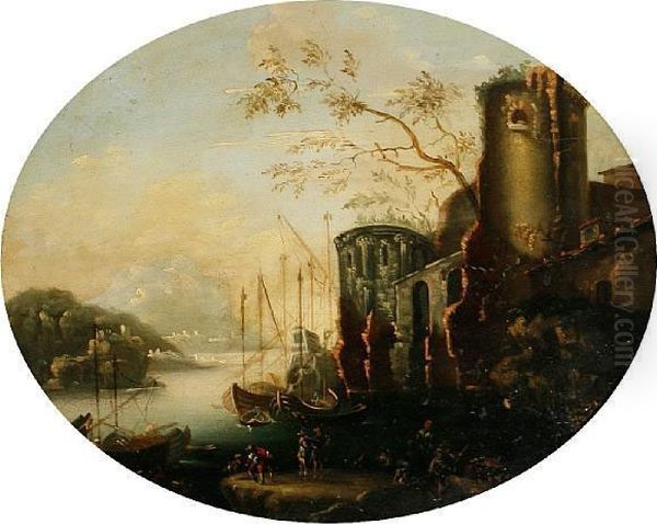 A Continental Port Oil Painting by Claude Lorrain (Claude Gellee)