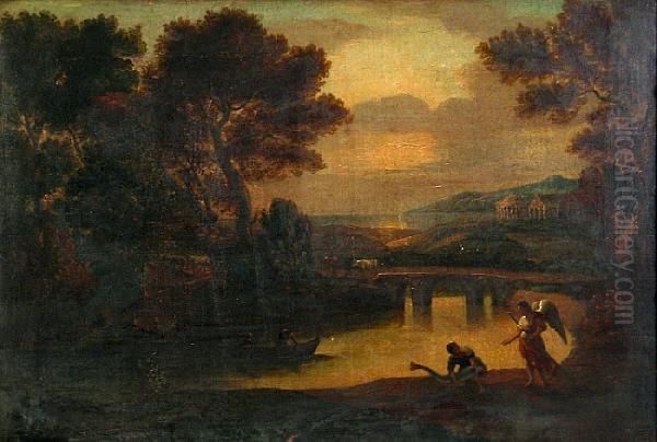 A Landscape With Tobias And The Angel Oil Painting by Claude Lorrain (Claude Gellee)