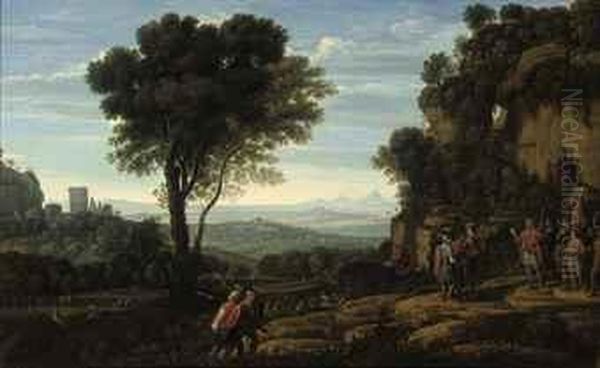 Landscape With David At The Cave Of Adullam Oil Painting by Claude Lorrain (Claude Gellee)