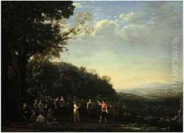 An Extensive Landscape With Shepherds And Shepherdessesdancing Oil Painting by Claude Lorrain (Claude Gellee)