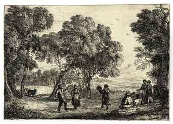 La Danse Sous Les Arbres Oil Painting by Claude Lorrain (Claude Gellee)