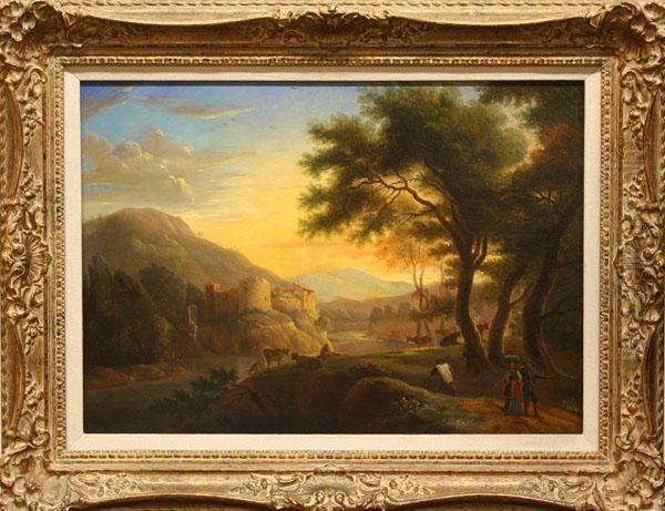 Landscape With Castle Oil Painting by Claude Lorrain (Claude Gellee)