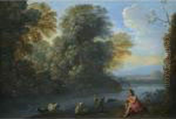 An Italianate Landscape With A Shepherd Oil Painting by Claude Lorrain (Claude Gellee)