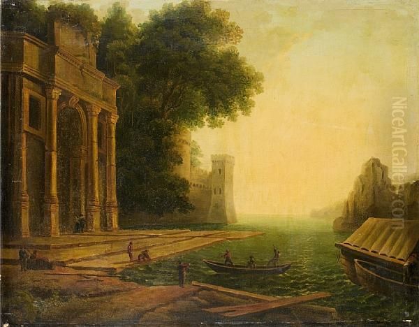 A Mediterranean Harbour With Shipping Approaching The Coast Oil Painting by Claude Lorrain (Claude Gellee)