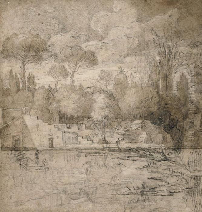 The Garden And Lake Of A Roman Villa Oil Painting by Claude Lorrain (Claude Gellee)
