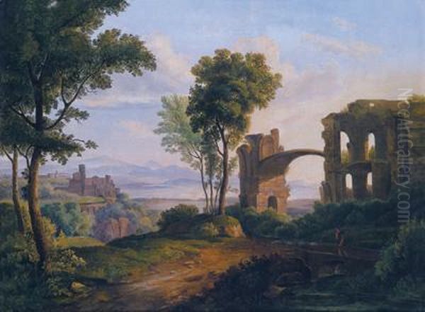 Paesaggio Classico Con Rovine E Un Pastore Con Gregge Oil Painting by Claude Lorrain (Claude Gellee)